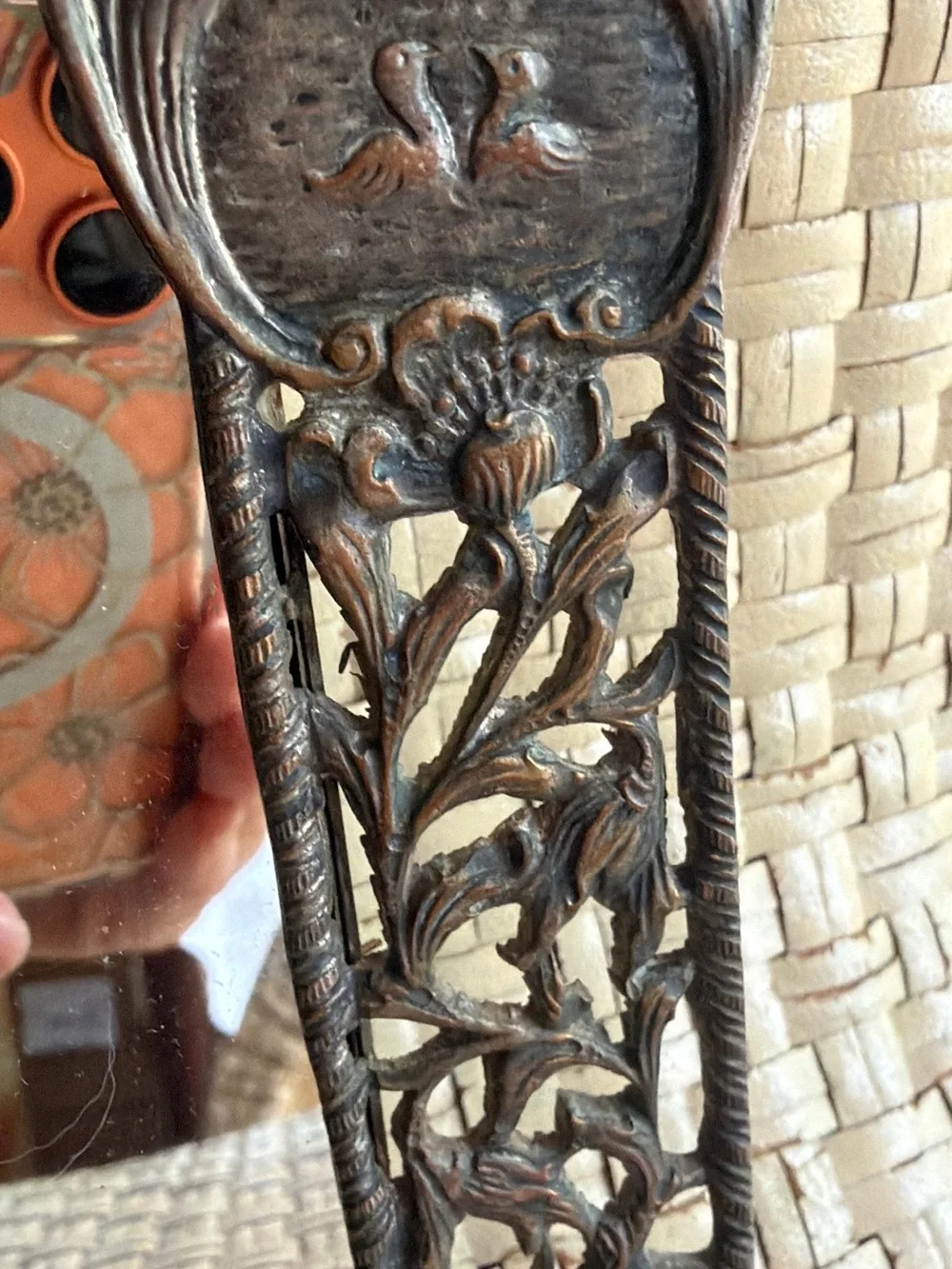 Ornate Antique Frame Copper Wash Art Bronze Decorative Wall Mirror